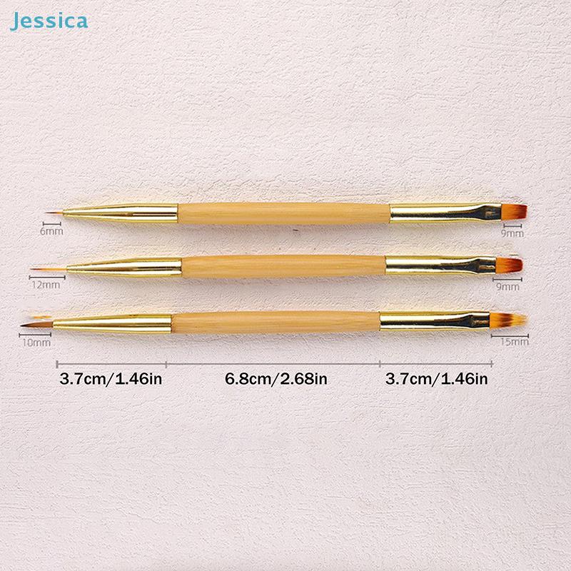 Dual-End Nail Art Brush Set - Bamboo Handle Nail Art Tools For Coloring Lining Nail Extension