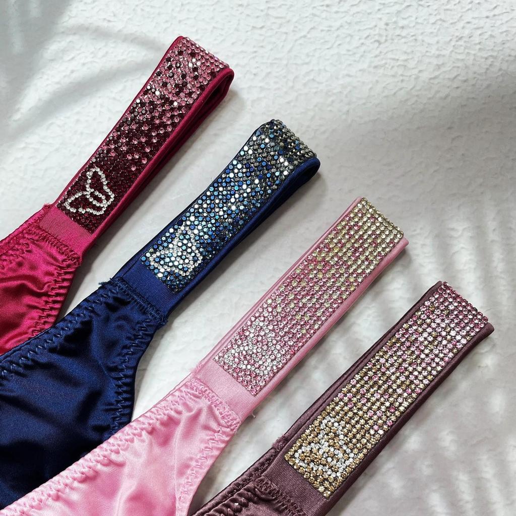 Europäischer & Amerikanischer Sexy Strass-G-String Tanga - Niedrige Taille, Hoher Schnitt, Bling-Stern-Design