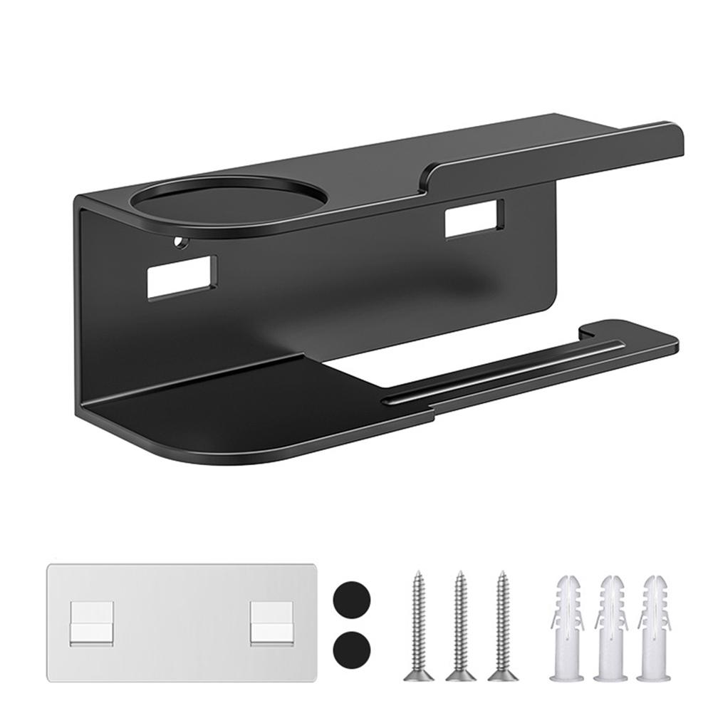 Toilet Paper Holder Wall Mounted Paper Towel Stand Punch-Free Metal Paper Holder Rack Multifunctional for Bathroom Washroom