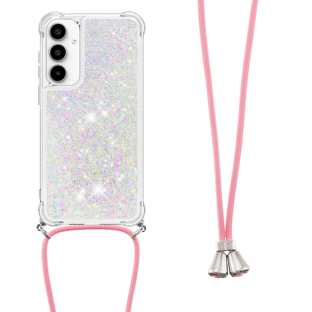 

For Samsung Galaxy A36 5G TPU Case Quicksand Design Phone Cover with Lanyard Laser/Hearts