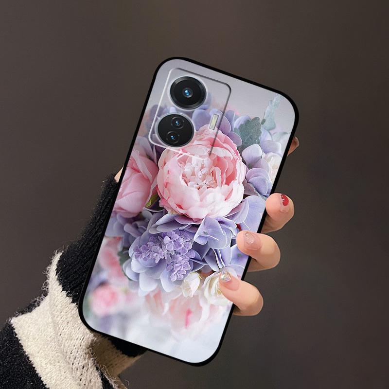 For Vivo T1 4G Case V2153 Covers TPU Black Silicone Landscape Cover for Vivo T1 44W Case VivoT1 Y55 4G Shockproof Soft Shells