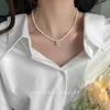 Three-Dimensional Love Freshwater Pearl Necklace Women'S Collarbone Chain Temperament Design Sense Neck Chain Fashion Commuting
