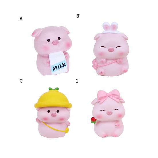 Attractive Fine Workmanship Office Decor Long Lasting Bow-knot Pig Animal Figurine Car