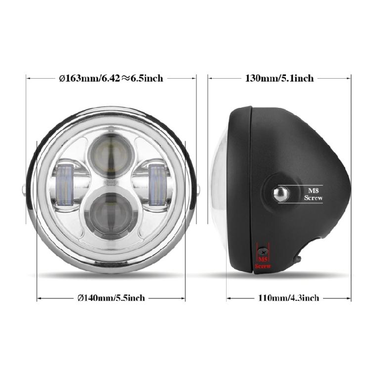 6,5" Motorrad LED Runder Scheinwerfer Fern-/Abblendlicht Zusatzscheinwerfer Lampe