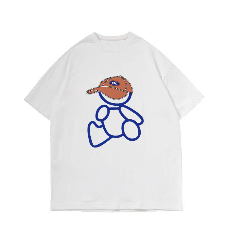 Cotton Men's Round Collar T-shirt Drop-Shoulder Five-Quarter Sleeve Loose Plus Size Trend All-Match Top