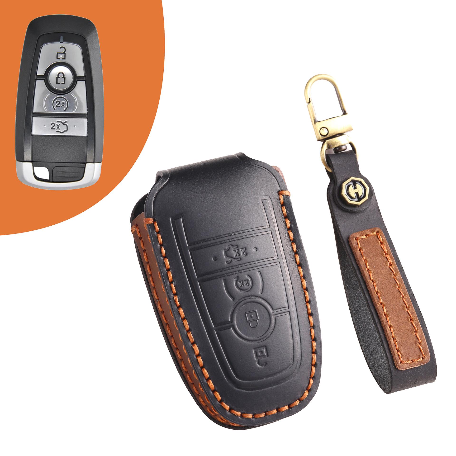 

Handmade Leather Key Cover for Ford Mondeo, Lincoln Aviator, Navigator, Raptor, Focus