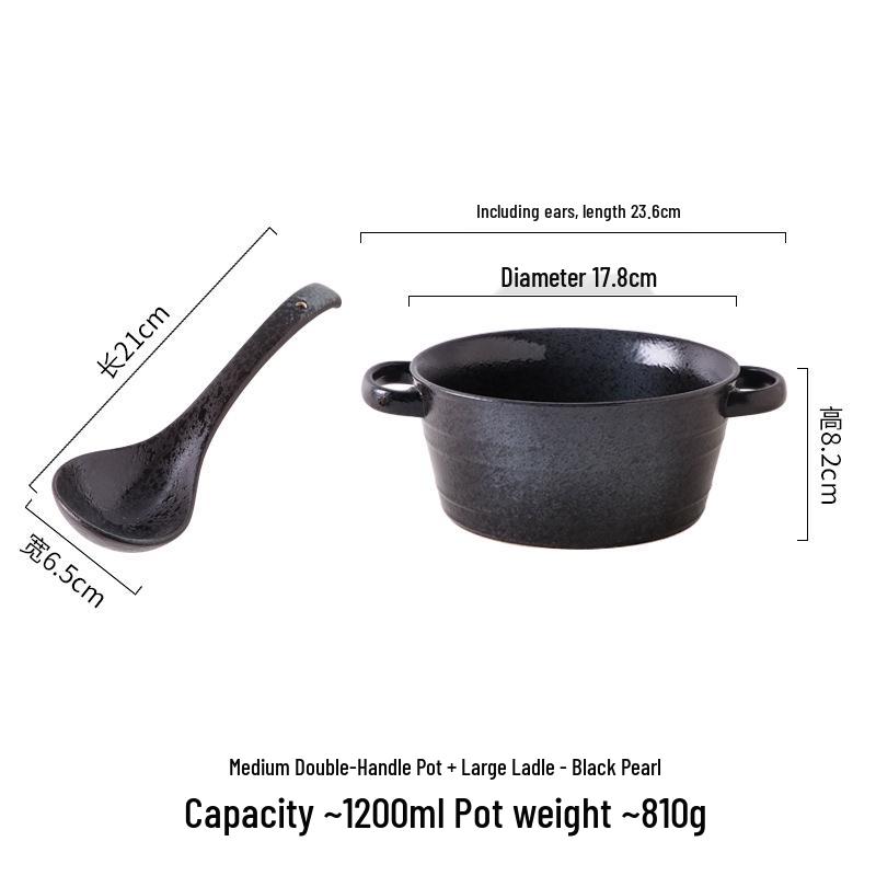 Large Double-Handled Ceramic Ramen & Soup Bowl