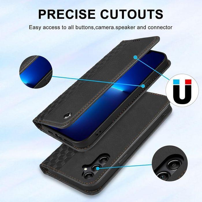 Coque pour Samsung Galaxy S25 Edge - BOOLING - Synthécuir Antichoc Noir - 2 Verres Trempés