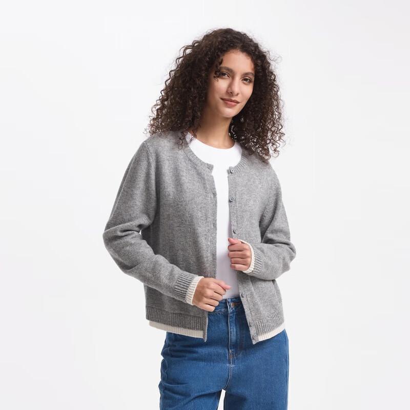 Gap Women's Ribbed Knit Wool Cardigan with Spliced Hem