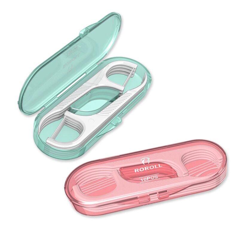 Compact 10-Piece Floss Stick Portable Storage Case