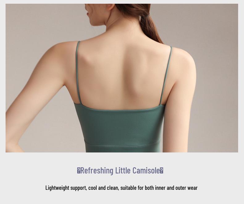 Spring/Summer Shockproof Slim Strap Sports Bra with Chest Pads - Women's Sexy Yoga Fitness Camisole