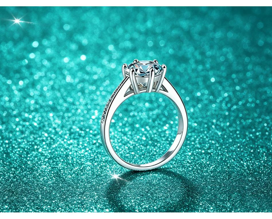 VENTFILLE Copper Moissanite Classic Ring Diamond 0.5/1/2CT D Color For Women Engagement Wedding Band Jewelry