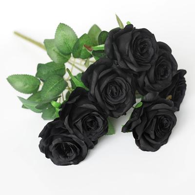 Dekorative künstliche Rose, realistische Kunstseide, wiederverwendbar, gefälschte schwarze Blumendekoration für den Innenbereich