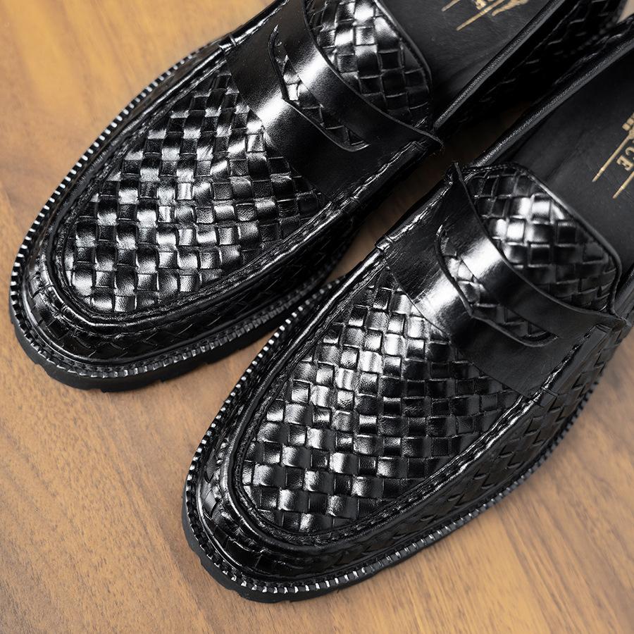 

Мужские лоферы, деловая повседневная кожаная обувь, мужская деликатная обувь с большой головкой 37 чёрный