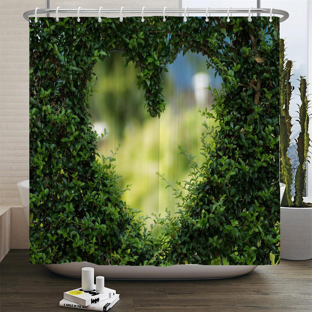 Natural Scenery Shower Curtain Set Forest Waterfall Spring Landscape Home Bathtub Decor Waterproof Polyester Bathroom Curtains