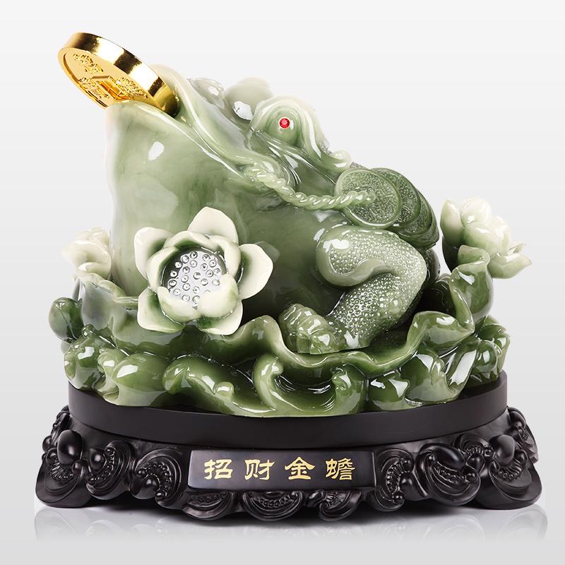 Fengshui Colorful Golden Toad Ornament Attract Wealth Rotating Three Legged Toad Glazed Jade Living Room Decoration Opening Gift