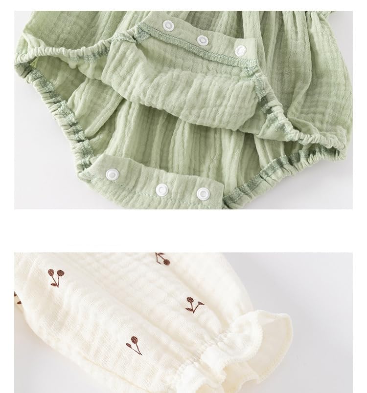 Baby Clothes Overalls Tops Clothes Bodysuit Girls Coveralls Long Sleeve Shirt Hair Accessory Set Baby Shichigosan Birthday Gift Gauze Green 90cm [Baby