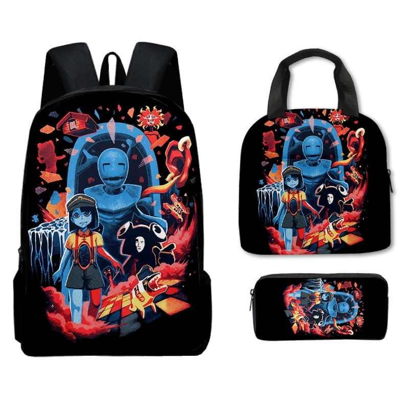 Dream Ena Bbq Pattern Childrens Backpack Lunch Bag Pen Case Set Schoolbag Gift