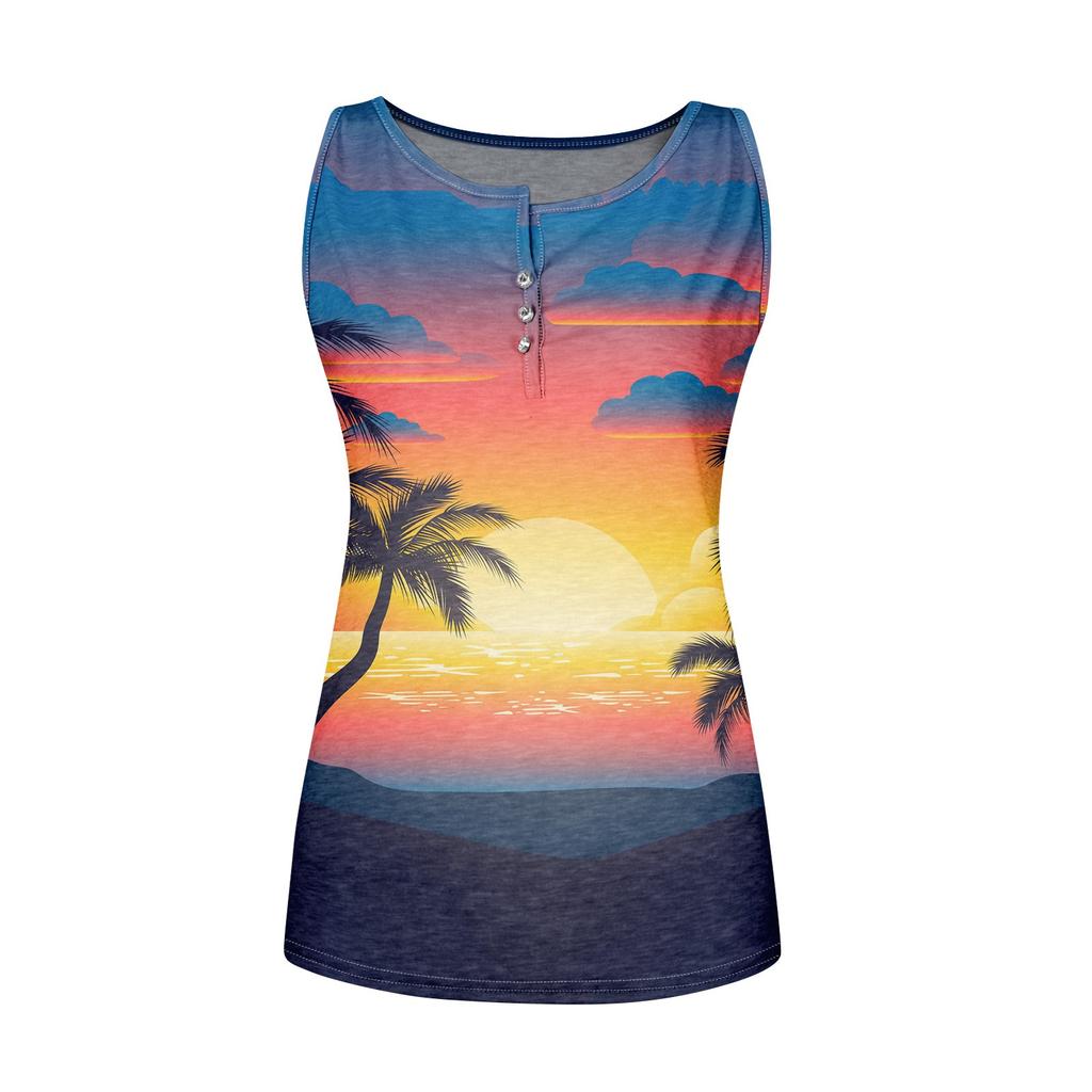 Womens Tank Top V Neck Basic Printed Casual Summer Sleeveless Tops For Women
