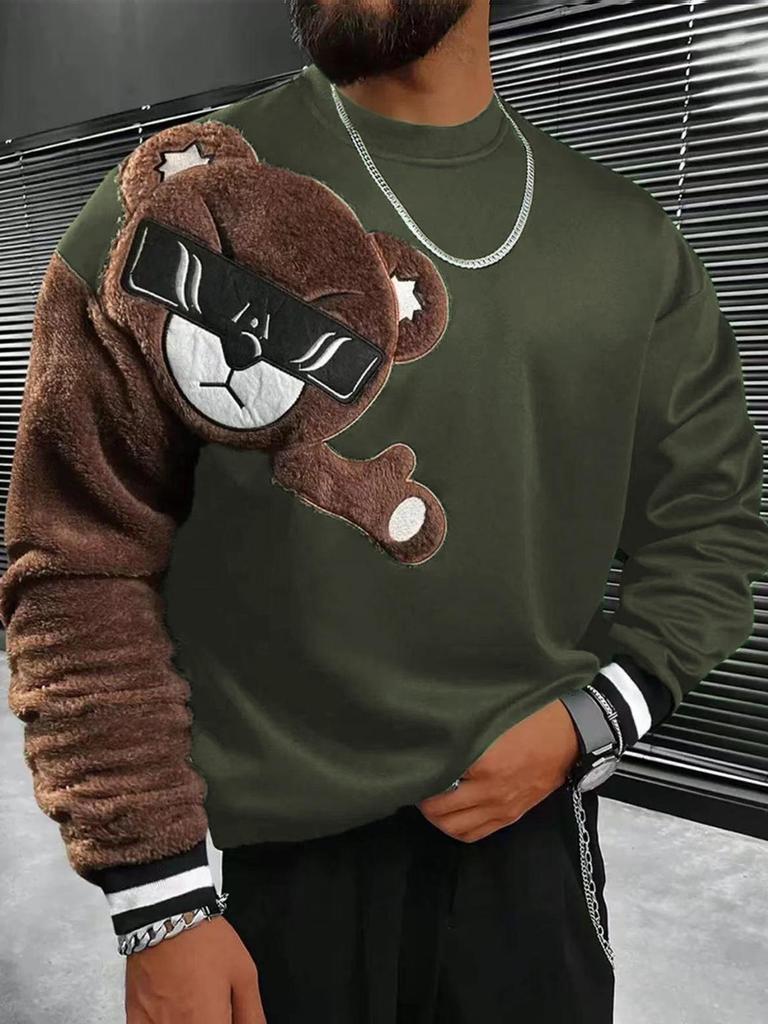 Gränsöverskridande Broderad Herr Casual Mode Rund Hals Långärmad Huvtröja