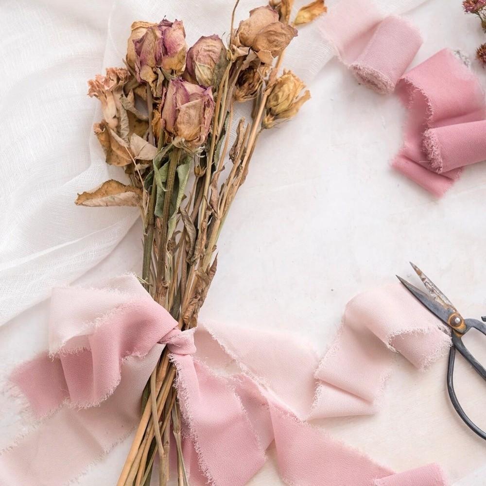 3 Rolls 5m Chiffon Ribbon DIY Craft Light Weight Fringe Chiffon Silk Ribbon Multi-functional Handmade Hairy Chiffon Ribbon
