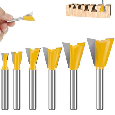 Dovetail Router Bit Set 1/4inch Shank Dovetail Router Milling Cutter Woodworking Tool For Wood Cabinet Drawer Plywood 6-22mm
