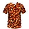Hip Hop Personality Peanut Sunflower Seed Pattern 3d Printing Funny Men's Short Sleeve T-Shirt Fashion New Creative Quality Top
