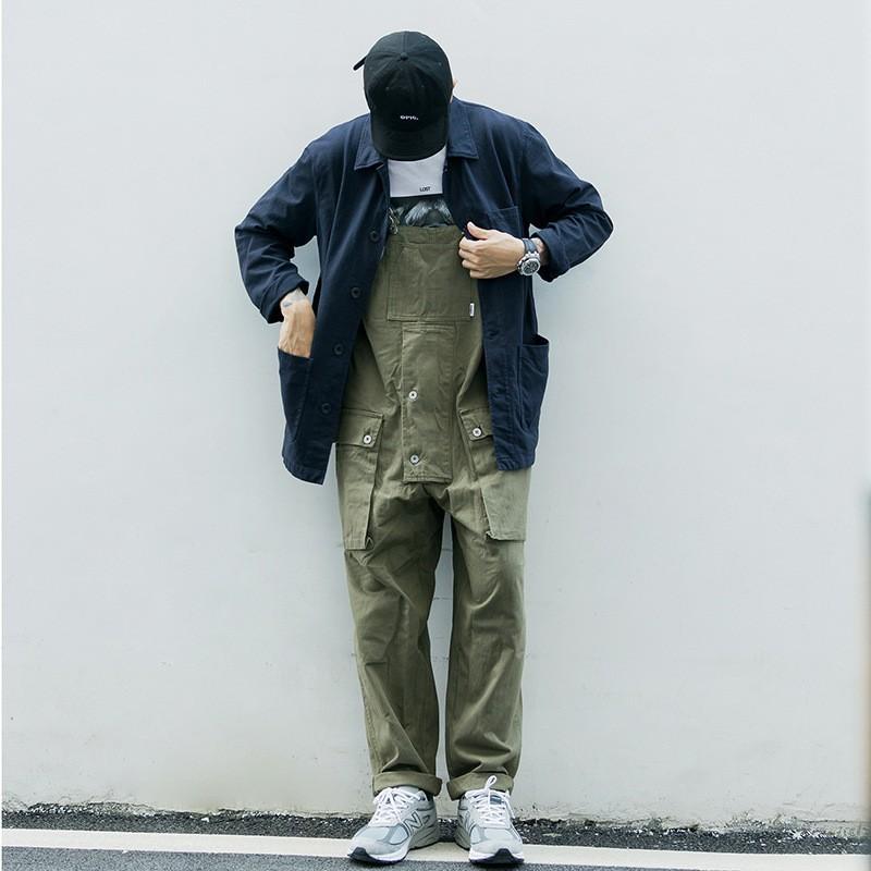 Men'S Casual One-Piece Overalls, Men'S Workwear Pants, Trendy Brand Workers' Work Clothes, Loose Suspender Pants