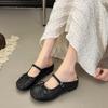 Inner Height Increase Bow Bag Head Half Slippers Women Wear Outside Summer Night Wind Lazy People Pedal Mary Jane Shoes