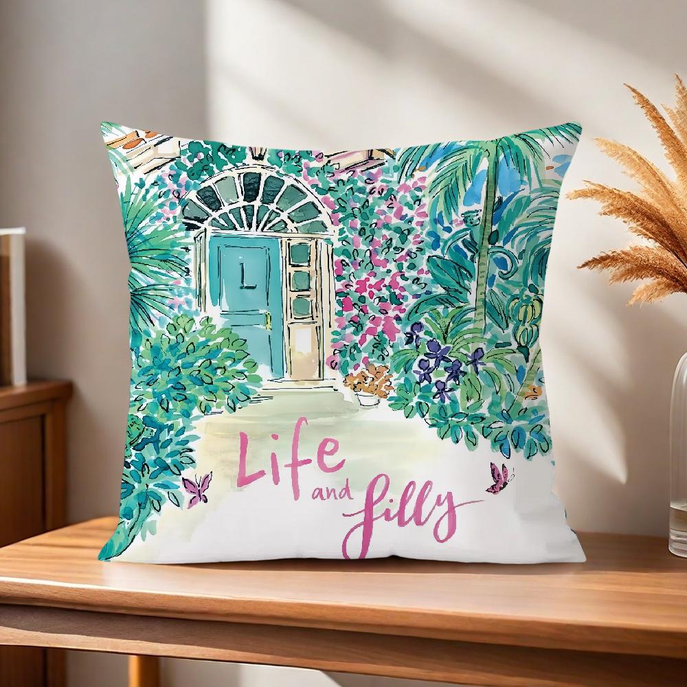 Soft Pillow Case for Sofa Living Room Home Colorful L-Lilly Decor Protective Cover P-Pulitzer Gorgeous Without PillowInsert