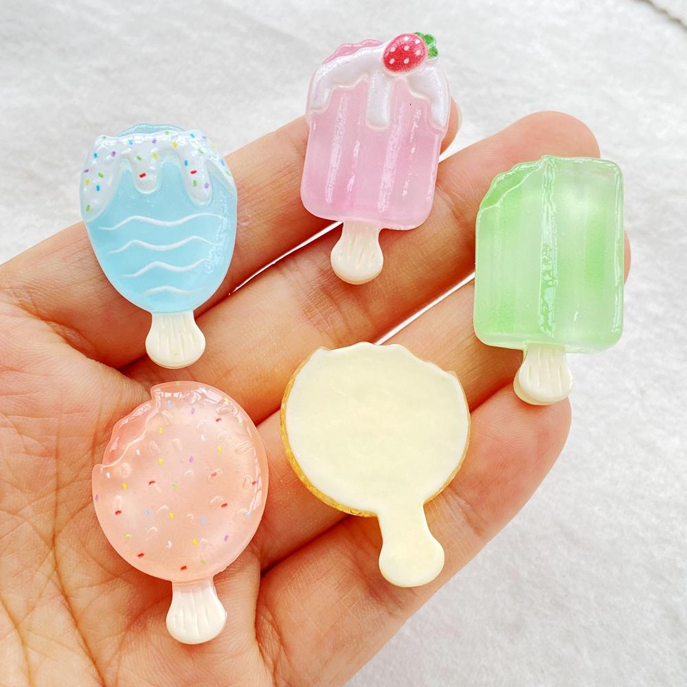 10Pcs Cute Resin Transparent Fruit Strawberry, Lemon Ice Cream Flat Back Scrapbooking DIY Jewelry Craft Decoration Accessories