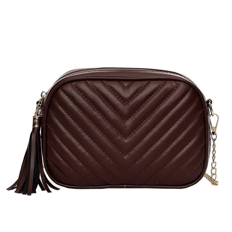 aliwood женская сумка из искусственной кожи с ромбовидной решеткой и кисточками — фото 4