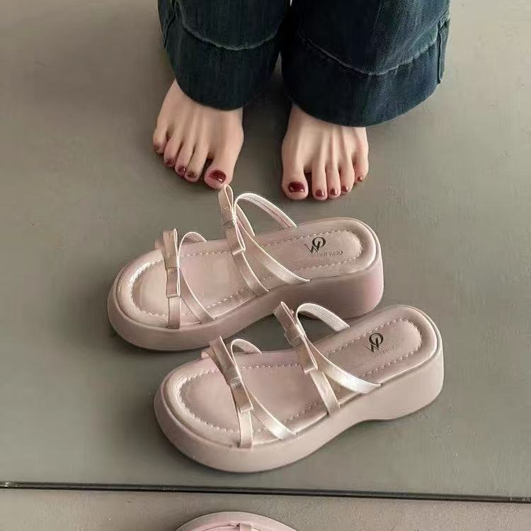 

Платформенные сандалии женские лето 2025 новые туфли на платформе толстый каблук каблук повышенный женские с открытым носком танкетка тапочки 40