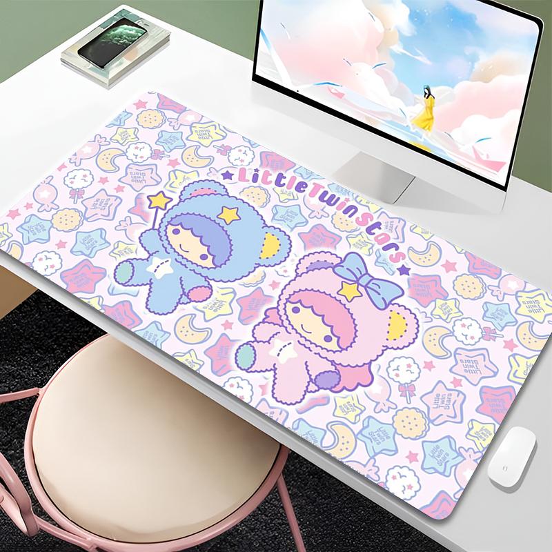 Mauspad Lockedge Großes Gaming-Zubehör Little Twin Star Rand Weißer Computer-Gamer-Tastatur-Mausmatte Schreibtisch-Mauspad Für Geschenk