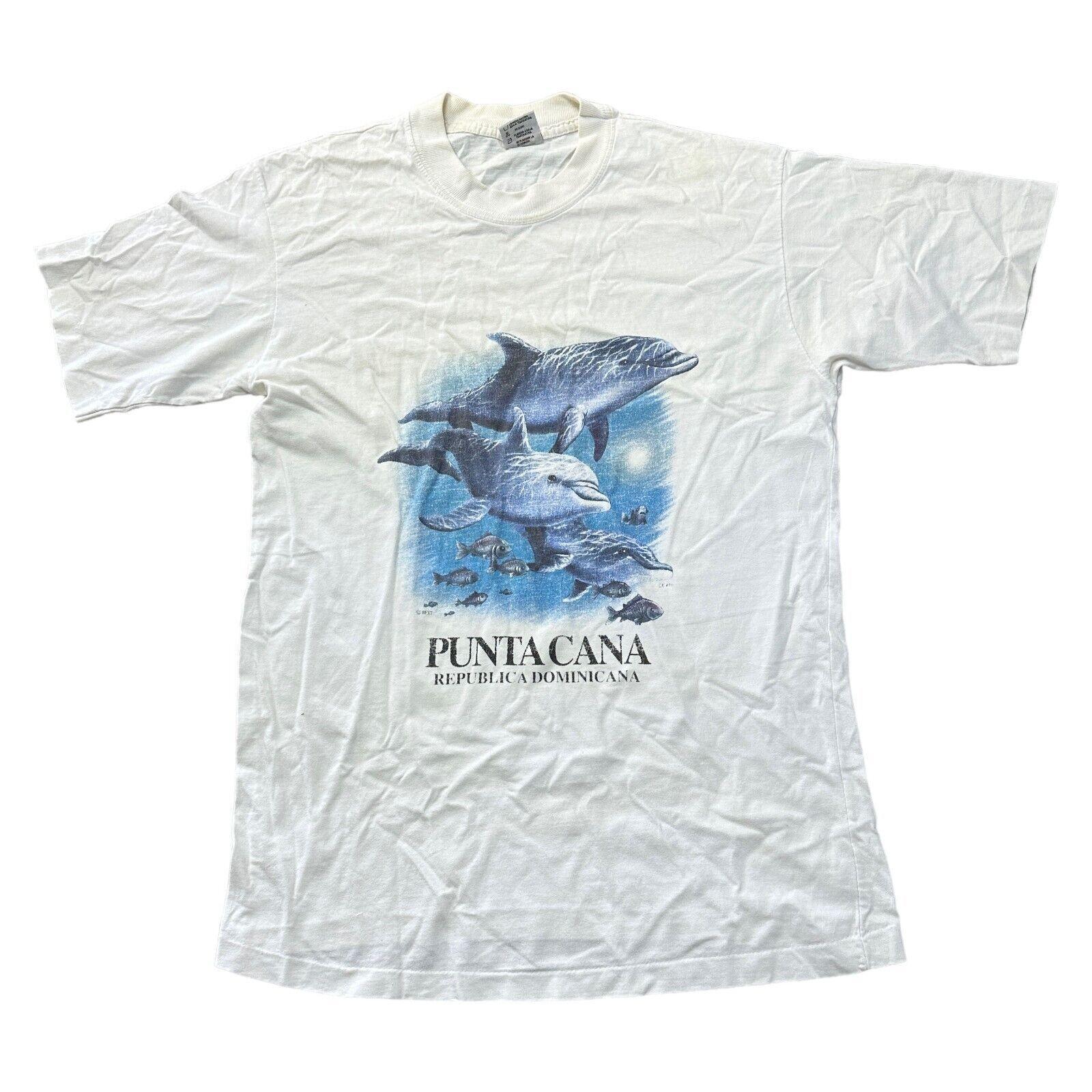

Vintage Arena Single Stitch T-Shirt Mens Womens Tees Top Wildlife Graphic Print Dolphins Mens S