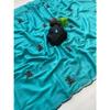 NEUER START | Reichhaltiger Stern-Georgette-Weichseiden-Sari mit floraler Stickerei & Cutwork-Bordüre