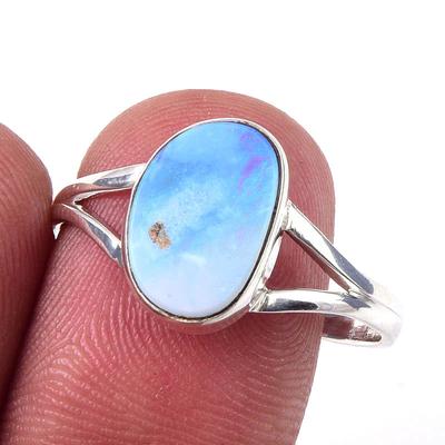 Natural Australian Opal Gemstone 925 Solid Sterling Silver Gift Ring S.10 G1o51
