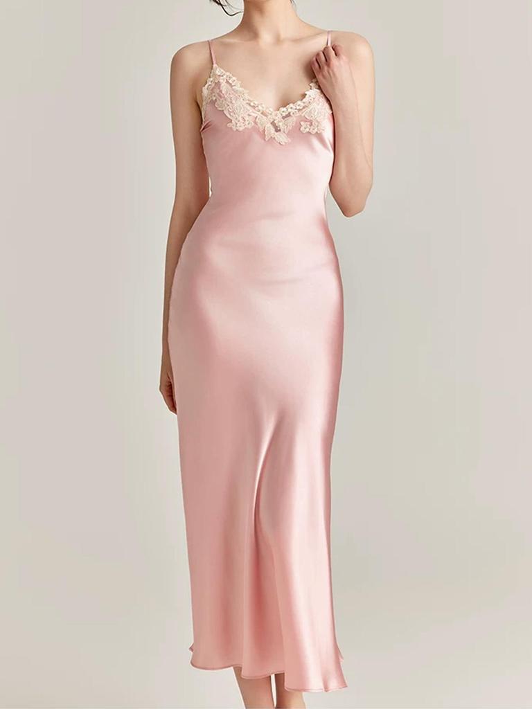 High-Definition Lace-Edge Acetate Dress for Seaside Vacations, Weddings, and Parties