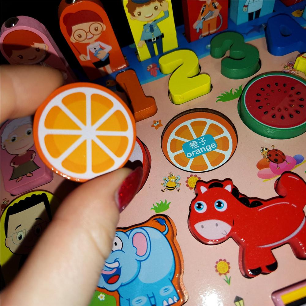 Montessori Wooden Math Toys Children Forest Animals Magnetic Fishing Building Blocks Busy Board Preschool Educational Kids Toys