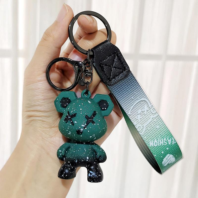 Starry Sky Change Violent Bear Keychain Colorful Splashing Ink Bear Doll Bag Pendant Car Keychain Gift