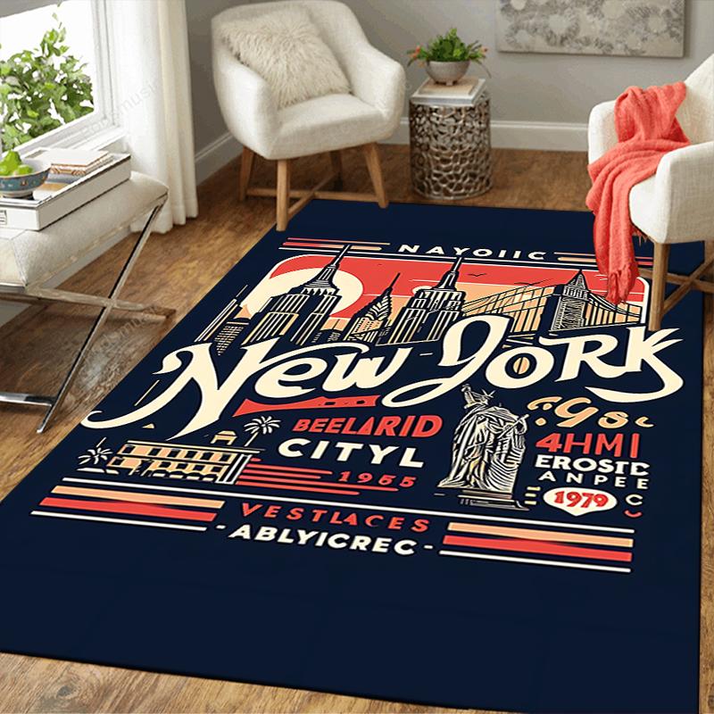 1Pc New York City Skyline Design Rug, Office Carpet Indoor Outdoor Doormat, Non-Slip Soft, Living Room, Christmas Halloween Gift M929138