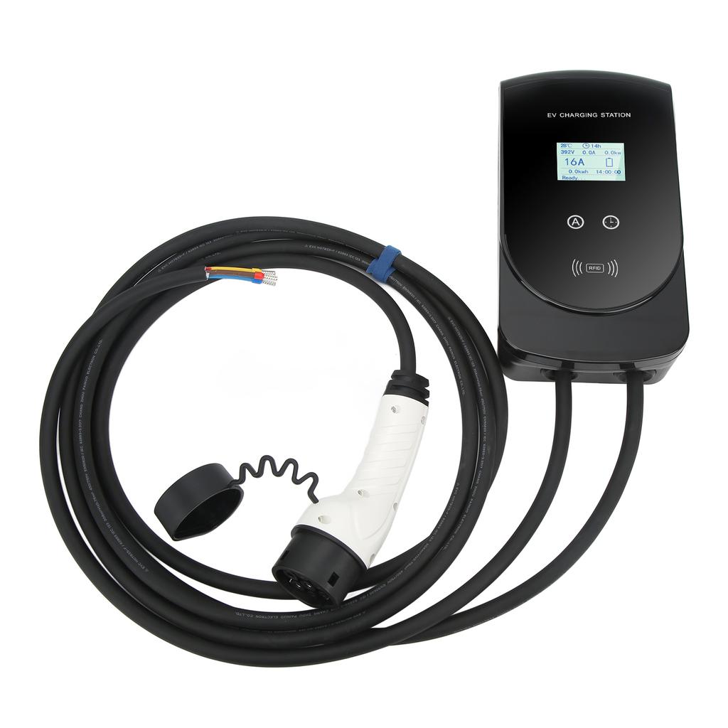 Type 2 Plug EV Charging Wall Station IEC 62196‑2 Connector 5m 220‑250V 3.5kW 16A Adjustable 2.8in LCD Screen