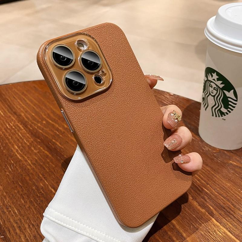 Luxury Leather Texture Silicone Case for Apple iPhone 16 15 14 Plus 13 12 Pro Max Glass Camera Lens Protection Shockproof Cover