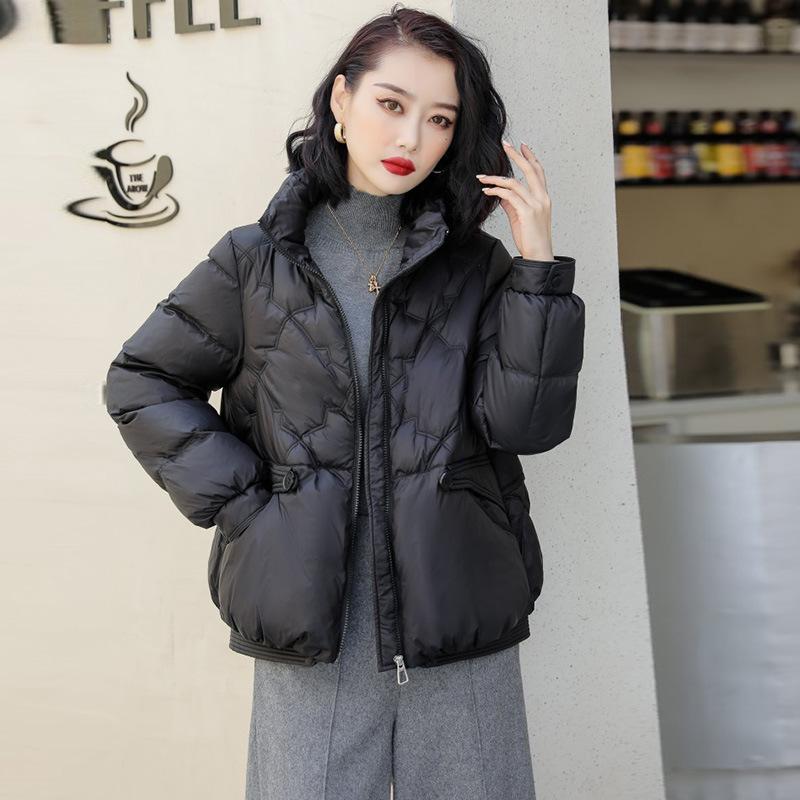 Fashion new Chinese stand-up collar down jacket women's short winter new lightweight maple leaf warm loose and thin coat