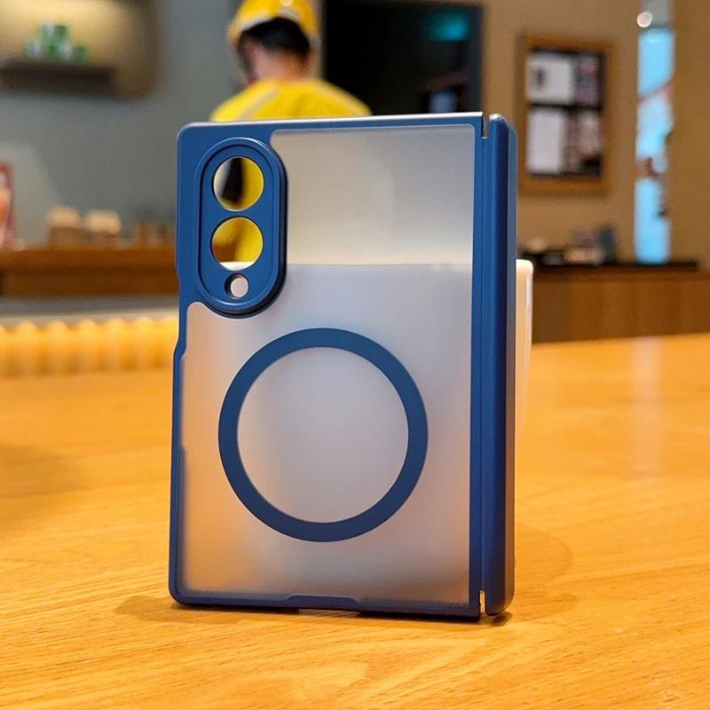 Frosted Translucent Magnetic Case for Samsung Galaxy Z Fold 8 Ultra 8 7 6 5 Magnetic Wireless Charger Lens Cutouts Protect Cover