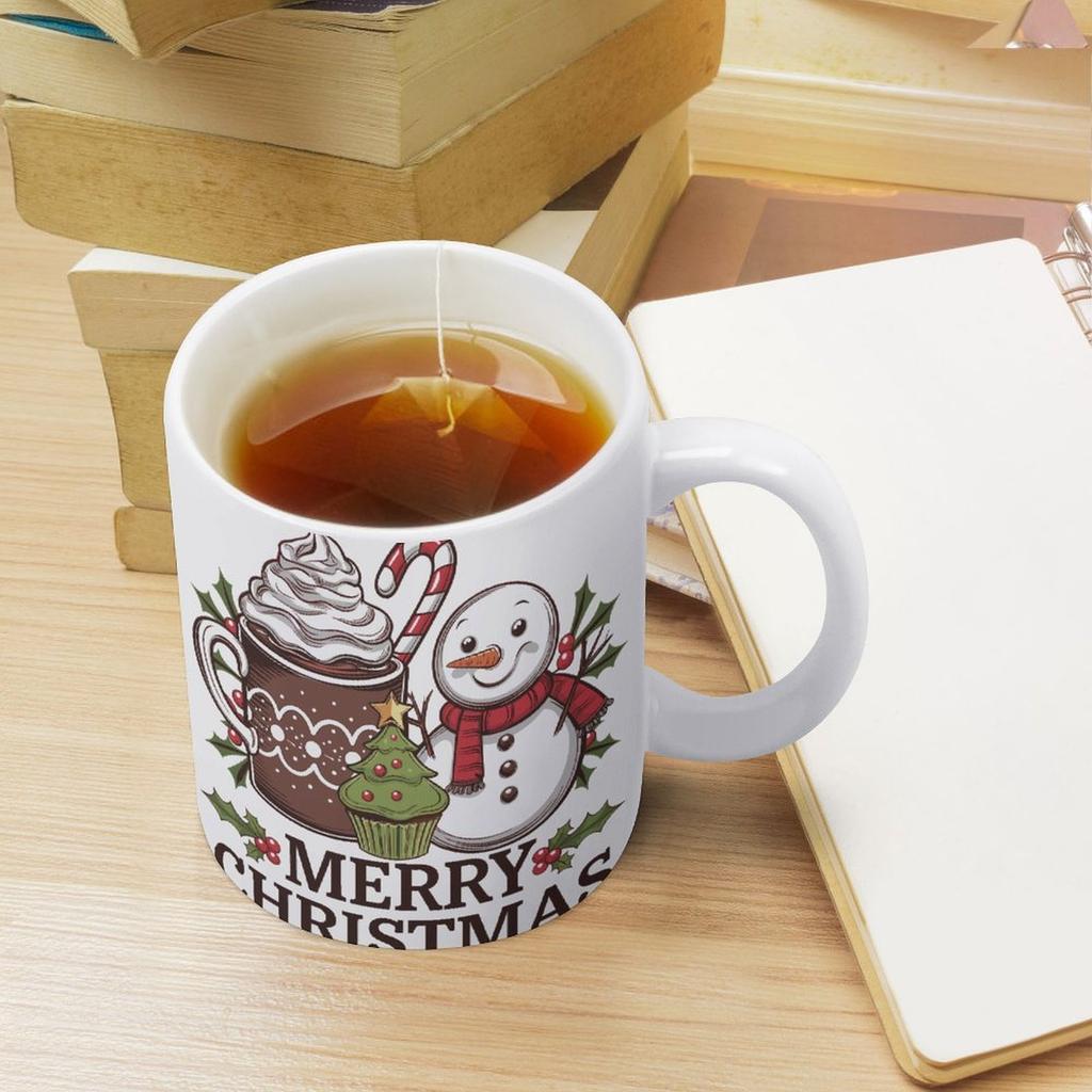 1pc 11oz Blank Ceramic Coffee Mug, Double-sided Printed Drink Cup, Polished Surface, Sturdy Structure, Classic Daily Mug for Home and Office