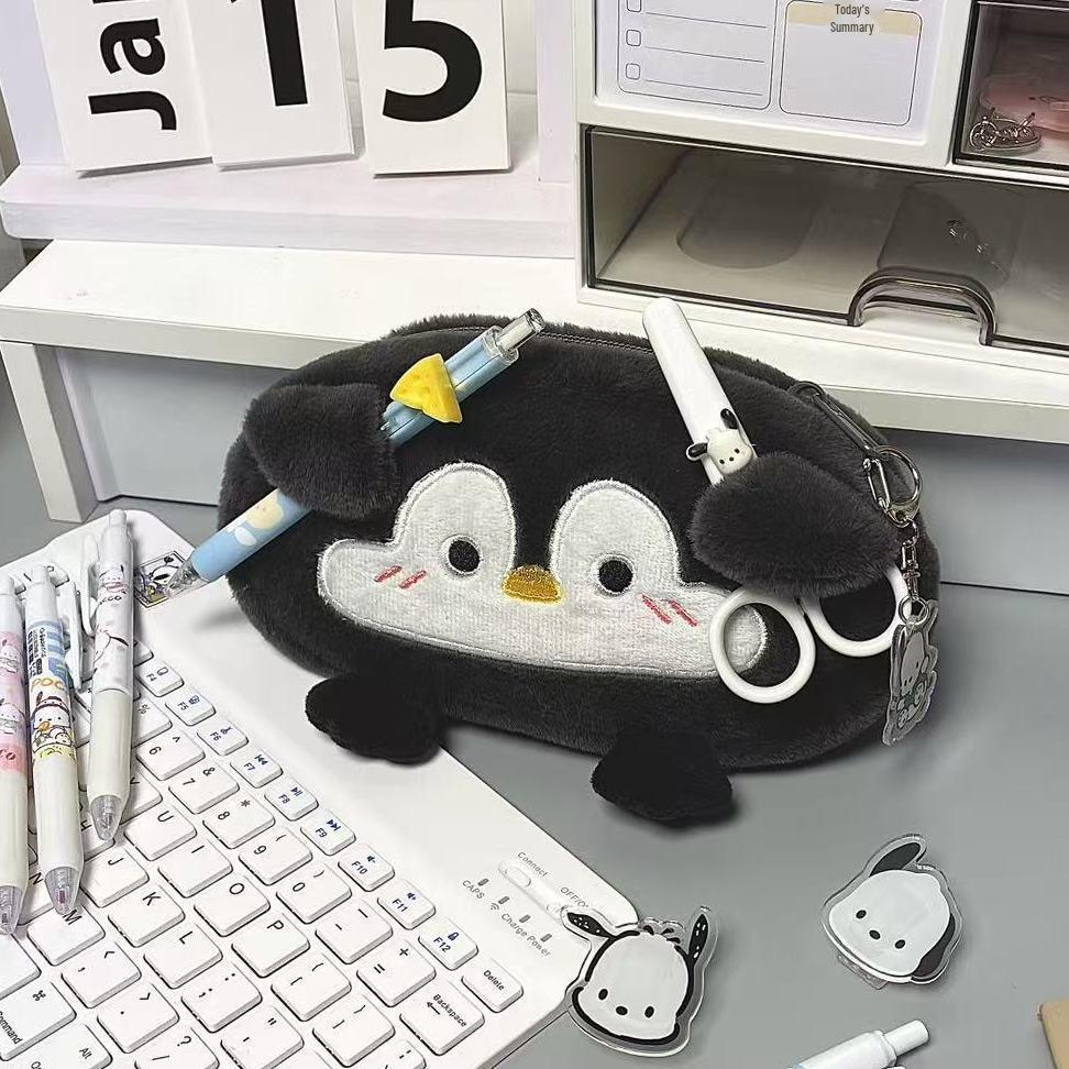 Little Otter Penguin Plush Pencil Case - Large Capacity, High-Value Storage for Female Students