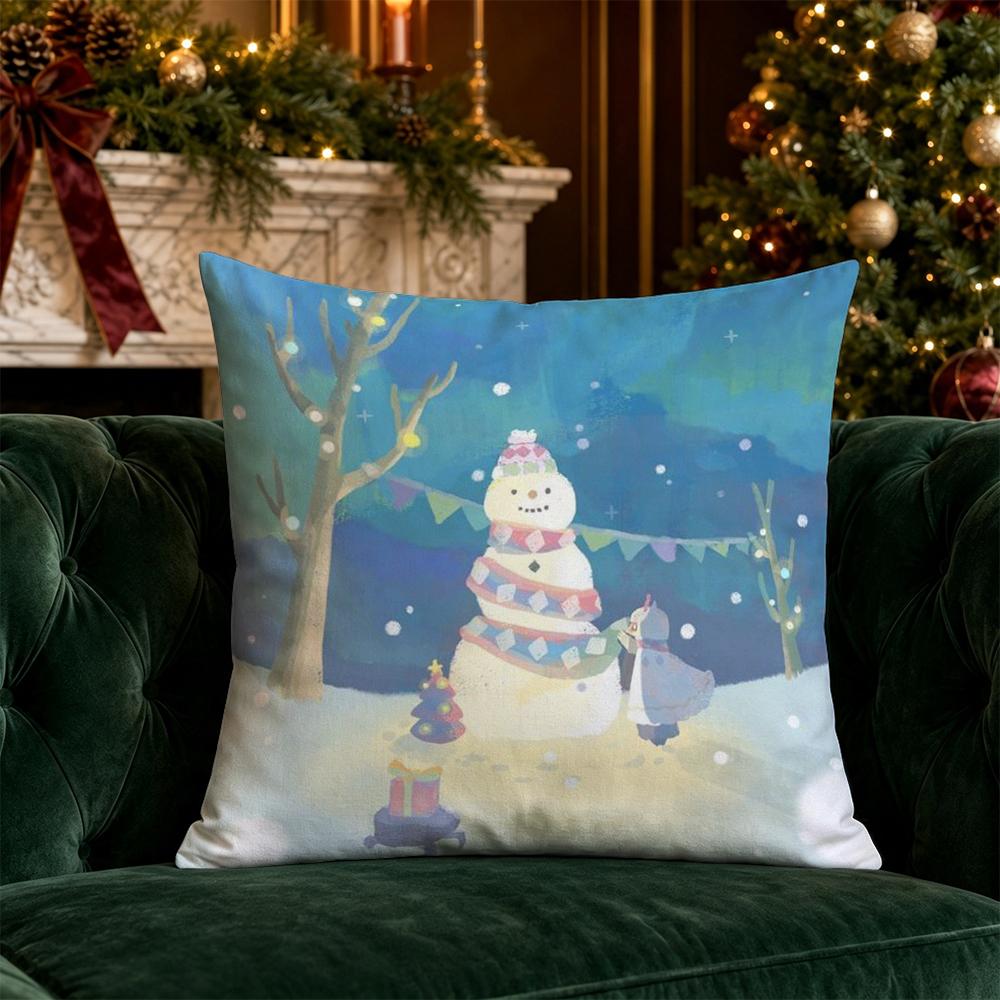 Christmas Cartoon Pillow Covers Pattern Cushion Cover Suitable for Sofa Bedroom Car Pillow Cover