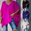 Nouă modă femei vară elegantă cu decolteu în V supradimensionat de marime mare bluză casual solidă cu mâneci lungi bluză slăbită 2021 nou