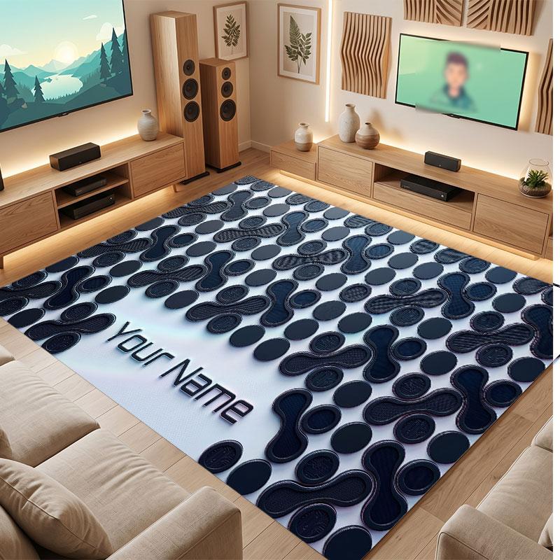 Abstract Geometric Theme Crystal Velvet Floor Rug Personalized Custom Name Text Warm Carpet Home Decoration